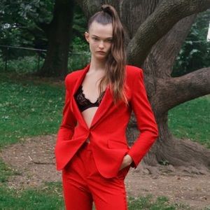 Tuxedo red Jacket Zara  XS missing the bottom